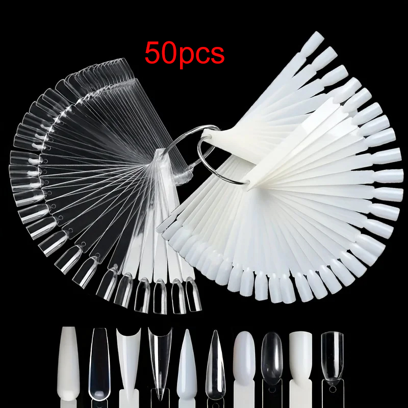 Contour Palette Stick - 50 nagelmonstersticks met ringen, doorzichtige waaiervormige