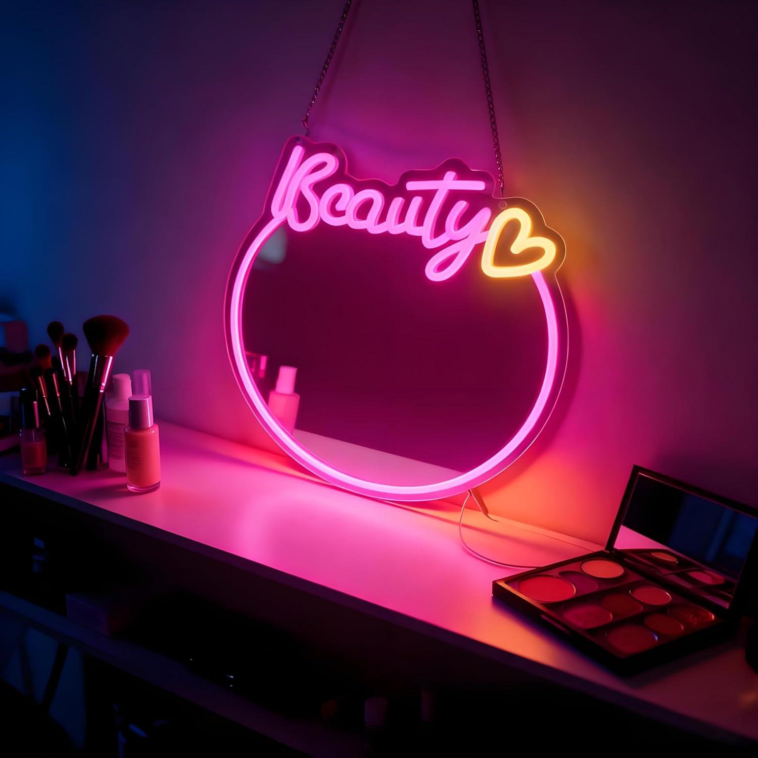 Beauty No Makeup - Schoonheidsspiegel Neonbord USB Dimbaar LED-licht voor